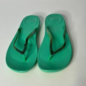 FitFlop Shoes Mint Green Jeweled Flip Flops New 10